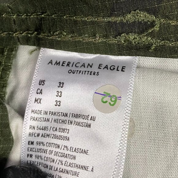 American Eagle Classic Camo Cargo Shorts Men's 33 Green Ripstop - Picture 7 of 12